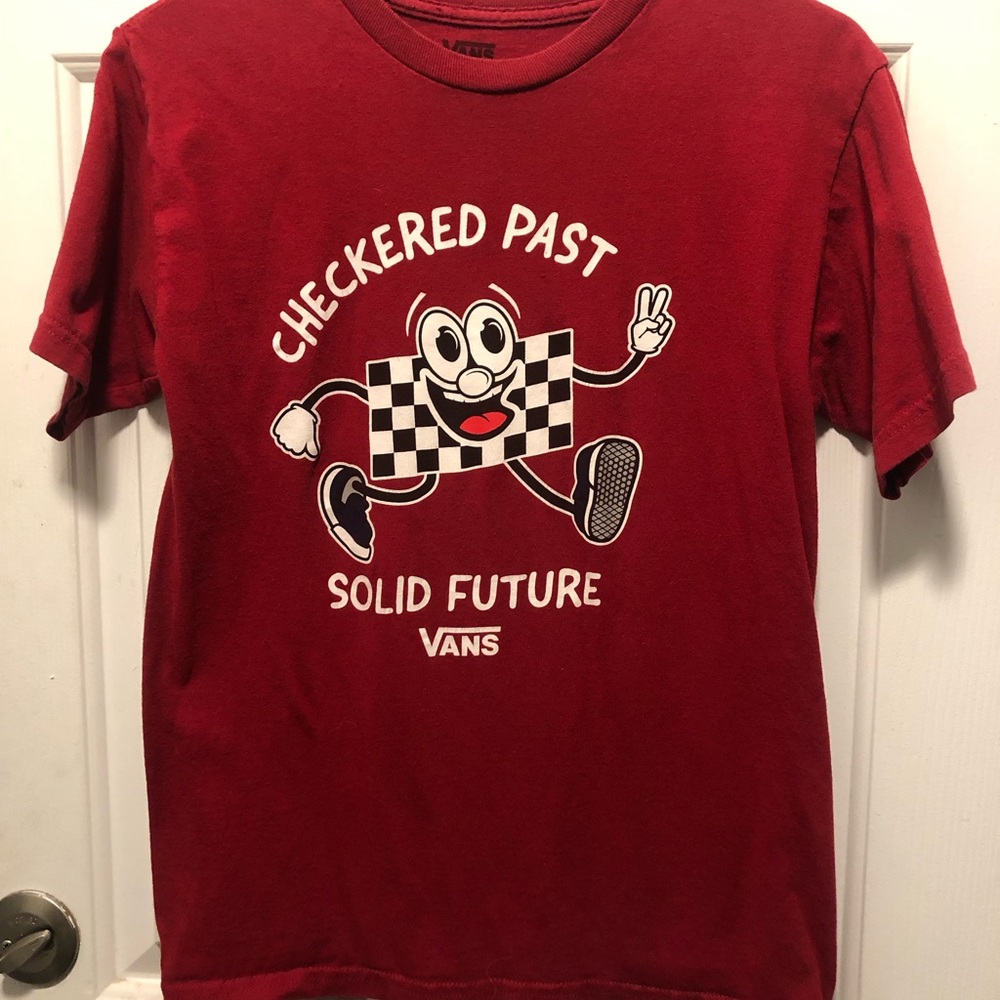 Vans Red Graphic Tee with Checkered Design